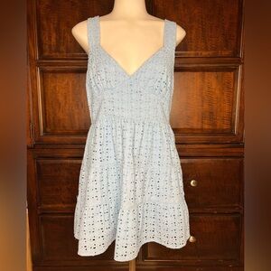 Forever 21 Light Blue Eyelet Mini Dress